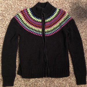 Ladies Designer Navy and Rainbow Sweater Jacket